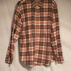 Nwot Jcrew Red/Brown Colored Men’s Flannel Classic Brown Long Sleeve Flannel Shirt, Classic Brown Flannel Top, Casual Brown Flannel Shirt, Classic Crew Neck Shirt For Fall, Classic Red Long-sleeved Flannel Shirt, Classic Red Flannel Shirt For Fall, Red Flannel Shirt For Fall, Classic Red Flannel Tops, Red Cotton Flannel Shirt For Fall