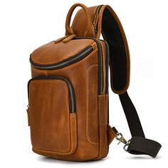 Mens Leather Sling Bag, Cross Body Sling Bag, Sling Bag For Men, Leather Sling Bag, Crazy Horse, Mens Leather, Dark Brown Leather, Chest Bag, Sling Bag