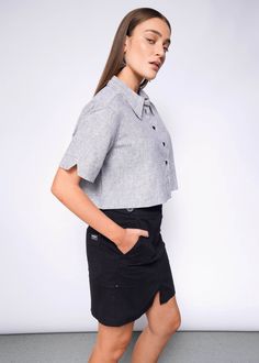 Upgrade your style with The Essential Linen Cropped Button-Up from Wildfang and enjoy a versatile piece that fits perfectly into any wardrobe. Ideal for those who love modern, chic fashion with a touch of sophistication! 🌸 Chic Cotton Cropped Shirt For Day Out, Chic Cotton Cropped Shirt For Summer, Chic Cropped Button-up Shirt With Relaxed Fit, Chic Relaxed Fit Cropped Button-up Shirt, Chic Relaxed Fit Button-up Cropped Shirt, Chic Cropped Button-up Shirt With Pockets, Chic Button-up Cropped Shirt With Pockets, Relaxed Fit Cropped Shirt With Buttons For Spring, Spring Cropped Shirt With Buttons, Relaxed Fit