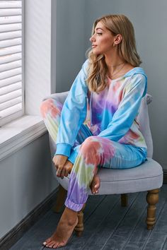 Multicolor Utopia Cotton Blend Tie Dye Hoodie Joggers Loungewear Multicolor Sweatshirt For Fall Loungewear, Spring Hoodie With Drawstring Hood For Lounging, Blue Casual Sweatshirt For Lounging, Casual Blue Sweatshirt For Lounging, Multicolor Hoodie Tops For Loungewear, Casual Multicolor Hoodie For Loungewear, Multicolor Hoodie Sweatshirt For Loungewear, Multicolor Hoodie For Loungewear, Multicolor Hoodie For Loungewear In Fall