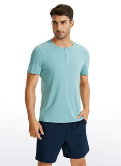 Pima Cotton collection is super soft to touch and highly breathable, aiming to offer a comfortable feeling to you.With function of quick moisture wicking, these short sleeve T-shirts are perfect for gym workout, business, daily lounge and casual occasions. Feature & Fitting: 
 Pima Cotton collection 
 Design for workout/casual wearing 
 Classic Fit 
 Henley design 
 Two-button placket 
 True to size 
 Fabric: 
 Super soft and skin-friendly 
 Naturally breathable 
 Lightweight and stretchy Moisture-wicking Stretch T-shirt For Loungewear, Short Sleeve T-shirt For Workout, Short Sleeve T-shirt For Gym In Summer, Summer Gym T-shirt With Short Sleeves, Solid Color Summer Workout T-shirt, Summer Gym T-shirt Short Sleeve, Solid Color Workout T-shirt For Summer, Summer Workout T-shirt, Short Sleeve, Breathable Yoga T-shirt