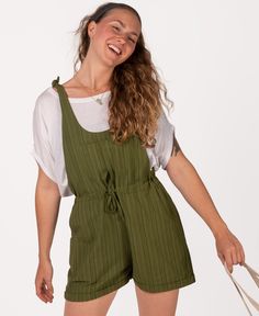 Live your life in full bloom inside these cute Striped Hippie Overall Shorts. Hold your small accessories with its assortment of pockets on the side, back, and chest. Adjust to your liking with the drawstring waist and the tie straps at the top. You will be grooving all around town in these comfy, woven fabric overalls! Spirit Sage Green Summer Shortalls Overalls, Fabric Overalls, Playful Cotton Shortalls, Floral Overall Shorts, Hippie Purse Soul Flower (soulflower Clothing), Hippie Backpack Soul Flower (soulflower Clothing), Green Romper, Boho Romper, Organic Clothing