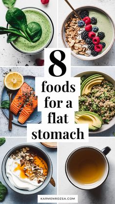 8 Foods for a Flat Stomach – Lose Belly Fat the Tasty Way - Karmen Rozsa Design Best Foods For Belly Fat Loss, Loose Belly Fat Quick Food Diet Plans, Healthy Food To Lose Stomach, What Food To Eat For Flat Stomach, Flat Tummy Breakfast, Meals To Lose Stomach Fat Fast, Belly Flattening Foods, Flat Belly Tips, Foods To Lose Belly Fat For Women