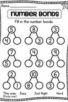 the number bonds worksheet for kids to practice counting and adding numbers with pictures