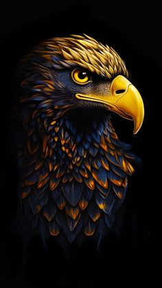 a painting of an eagle on a black background