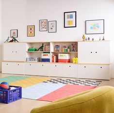 Our Ziggy Storage Essentials Set offers plenty of storage for clothes, toys, art supplies and more. Its modular design lets you set up the pieces how they best fit your home and style ideas, and best of all, the bins roll all the way out so your toys can be easily accessed. It can even be re-configured to grow with your kid.  KEY DETAILS  Birch veneer over engineered wood.  Kiln-dried solid wood pieces for added strength.  Natural birch and water Storage For Clothes, Basement Playroom, Toys Art, Storage Kids Room, Essentials Set, Playroom Storage, Playroom Design, Modular Walls, Playroom Organization