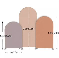 the measurements for an arched arch with two sides, and one side is shown in three different colors