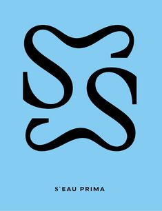 the logo for sea prima is shown in black on a blue background with an abstract shape