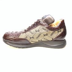 Mauri  ‘8741/2’ Brown Alligator/Ostrich Leg Sneakers - Dudes Boutique Ostrich Legs, Front Row, Alligator, Louis Vuitton, Sneakers