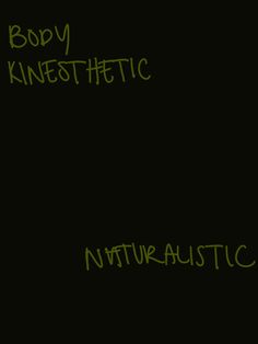 the words body, kinesthetic and nutritious are written in green ink