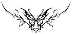 a black and white drawing of a butterfly with wings on it's back side