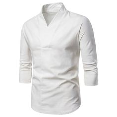 Men's Shirt Fashionable And Loose Fitting Cotton And Linen Seven Quarter Sleeved Hanfu Trendy Men's Clothing Features: Material: Polyester. Men's fast drying three-dimensional T-shirt, three-dimensional cutting, wear-, light and easy to dry, breathable skin. The curved crew neck design makes you more comfortable in sports. Sweat faster and keep your . It is suitable for all sports and exercise activities, including gym, cycling, running, basketball, football, tennis, etc. Product Description: Ma Mens Kimono Shirt, Mens Kimono, Chinese Blouse, Streetwear Blouse, Mens Office Wear, Kimono Shirt, V Neck Shirts, Male Kimono, Linen Men