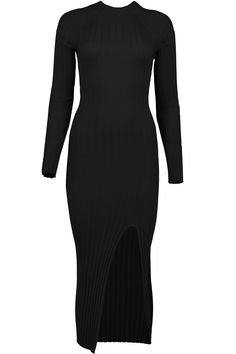 K4DDSW2363-NOIRChloe Sweater Dress-82% Viscose 18% Nylon-Front slit FIT -True to size-Bodycon fit -Model is 5'8", wearing size S Playing Favorites, Chloe Sweater, Dresses Materials, Midi Sweater Dress, Maxi Jumpsuit, Holiday Glam, Romper And Jacket, Extra Mile, Weekend Wardrobe