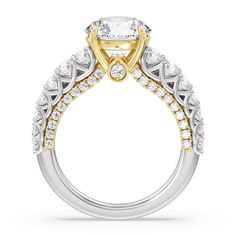 a yellow and white diamond engagement ring