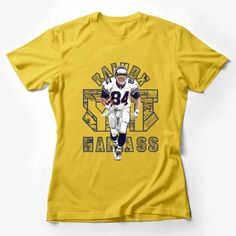 Vintage Football Player Graphic T-Shirt, Retro Sports Fan Tee, Men's Casual Athletic Apparel, Gift for Him Female T-Shirt Custom graphic T-Shirt.Customize your color Moisture-wicking Short Sleeve T-shirt For Football Season, Football Season Moisture-wicking Short Sleeve T-shirt, Yellow Tops With Screen Print For Sports, Yellow Team Spirit T-shirt With Graphic Print, Yellow Tops With Letter Print For Sports Season, Yellow Graphic Tee For Sports, Yellow Crew Neck T-shirt For Sports Events, Sporty Yellow T-shirt For Fan Merchandise, Yellow Moisture-wicking Short Sleeve T-shirt