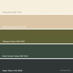 different shades of green and brown in the same color scheme, with text below them