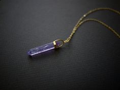 Long Gold Necklace with Purple Amethyst Hand Forged Spiritual Jewelry For Formal Occasions, Spiritual Briolette Jewelry As A Gift, Amethyst Jewelry Gift In Fusion Style, Purple Fusion Jewelry As A Gift, Purple Fusion Style Jewelry As Gift, Purple Fusion Jewelry For Gifts, Purple Fusion Style Jewelry Gift, Amethyst Fusion Jewelry Gift, Hand Forged Purple Jewelry Gift