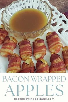 Sweet apples tucked into a bacon warp and dunked into a salted caramel sauce! The perfect fall appetizer.