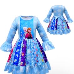 New Twirl Dress Amazing Quality True To Size Fit Blue Princess Dress For Spring, Spring Blue Princess Dress, Blue Long Sleeve Princess Dress For Spring, Winter Princess Dress With Long Sleeves And Ruffles, Blue Princess Dress For Winter, Cute Winter Dress For Dress-up, Cute Winter Dress-up Dresses, Light Blue Long Sleeve Princess Dress For Party, Long Sleeve Light Blue Princess Dress For Party