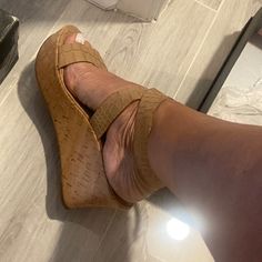 Never Worn Ankle Strap Sandals. Beautiful Color. Gorgeous Beige Slip-on Wedge Sandals With Woven Sole, Swim Shoes, Leather Mules, Slingback Sandal, Ankle Strap Heels, T Strap, Black Patent Leather, Strappy Sandals, Strap Heels