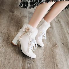 Gender: For Women Style: Fashion,KoreanOccasion: Casual,Party/Club,Office/Career,DressHeel Height: 6cmPlatform Height: 1cmSeason: Spring,Summer,Fall/Autumn,WinterPackage Contents: 1 x Shoes (Pair)Size Guide:28 = foot length 18.5-19cm (Foot width=6.5-7cm)29 = foot length 19-19.5cm (Foot width=7cm)30 = foot length 19.5-20cm (Foot width=7-7.5cm)31 = foot length 20-20.5cm (Foot width=7.5cm)32 = foot length 20.5-21cm (Foot width=7.5-8cm)33 = foot length 21-21.5cm (Foot width=8cm)34 = foot length 21.5 Bowknot Shoes, Fur Ankle Boots, Glamour Vintage, Club Office, White High Heels, Block Heel Ankle Boots, High Heel Wedges, Girly Shoes, Heel Ankle Boots