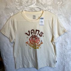 Brand New With Tags Vans Shirt Cream/White Color Size Xl Vans White Relaxed Fit Tops, White Short Sleeve Vans Tops, Vans Cotton Summer Tops, Vans Cotton Tops For Summer, Vans White Crew Neck T-shirt, White Graphic Print Top By Vans, Vans Summer Graphic Tee Tops, Vans Graphic Tee For Summer, Vans Graphic Tee Tops For Summer