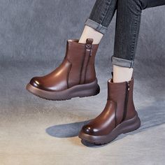 Gender: Women Item Type: Boots Main Material: Cow Leather Lining: Wool Style: Casual, Classic, Retro Season: Winter Heel Type: Flat Outsole Material: Rubber Heel Height: Mid-Heel (5 cm) Size Length cm inch 35 22.5 8.86 36 23 9.06 37 23.5 9.25 38 24 9.45 39 24.5 9.65 40 25 9.84 Winter Heels, Tube Top Dress, Shoe Size Conversion, Fur Boots, Rubber Heels, Boots For Sale, Mid Heel, Men Shoes Size, Brown Boots