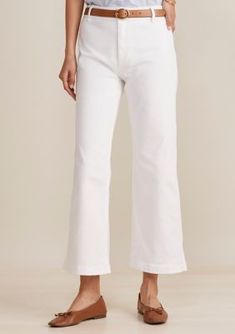 Flaunt your footwear in these cropped white denim jeans from Vineyard Vines. | Vineyard Vines Women's Mariner Crop White Denim Jeans, 32 White Wide Leg Cropped Cotton Jeans, White Chic Flare Jeans With Relaxed Fit, Chic White Flare Jeans With Five Pockets, Chic White Relaxed Fit Flare Jeans, Chic White Wide Leg Cropped Jeans, White Relaxed Fit Cropped Cotton Jeans, White Straight Leg Cropped Cotton Jeans, White Cropped Cotton Jeans Straight Leg, White Cotton Cropped Jeans With Straight Leg