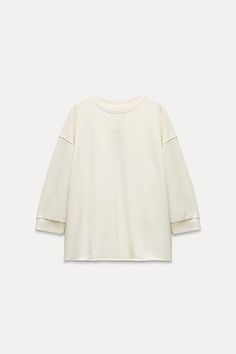 OVERSIZED INTERLOCK T-SHIRT - Pink | ZARA United States Zara Sweatshirt, Rene Magritte, Cardigan Sweater Dress, Cardigan Sweater Jacket, Round Neck Sweatshirts, Tshirt Skirt, T Shirt Vest, Shirt Skirt, Trouser Jeans