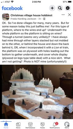 the facebook page for christmas village house hobbles, which has been altered to look like an ice castle