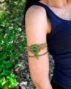 Tribal Arm Bracelet Macrame Bicep Natural Ethnic Armband | Etsy Handmade Green Hippie Bracelets, Green Handmade Hippie Bracelets, Green Bohemian Bracelets For Festivals, Hippie Green Bracelet Jewelry, Green Macrame Jewelry For Festivals, Green Macrame Jewelry For Festival, Green Bohemian Bracelets With Adjustable Cord, Handmade Green Braided Hippie Bracelets, Handmade Green Hippie Braided Bracelets