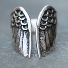 Gorgeous Silver Vintage Angel Wing Ring Note This Ring Can Be Adjustable Half Size Up Or Down Angel Wings Ring, Wings Ring, Angel Wing Ring, Angel Ring, Angel Jewelry, Band Jewelry, Womens Wedding Bands, Stainless Steel Rings, Boho Rings