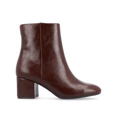 Meet the Adria bootie from Journee. Made with faux leather, this women's bootie includes an inside zipper, and soft square toe for a comfortable fit. • Basic Bootie • Square-Toe • Zipper Entry • Faux Leather • 4 mm Tru Comfort Foam™ Insole • 10 1/2 in Top Circumference • 2 1/4 in Block Heel All measurements are approximate and were taken using a size 6. Please note measurements may vary slightly by size. Shoe Carnival, Journee Collection, Shoes Booties, Bootie, Heeled Boots, Block Heels, Vegan Leather, Womens Boots, Carnival