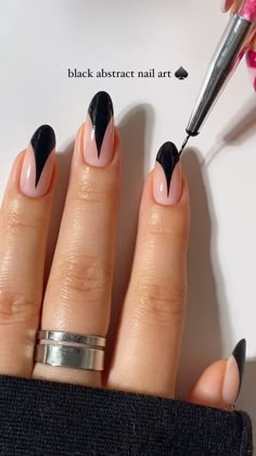 matte + glossy abstract nail art! ♠️🖤💫 i think i’m finally ready for the fall/halloween nail szn to start because black is my fav colour… | Instagram Black Summer Nails, Summer Nails 2024, Abstract Nail, Abstract Nail Art, Black Liner, Going Viral, Nails 2024, Fire Nails, Funky Nails