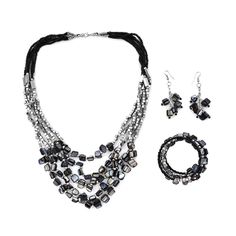 PRICES MAY VARY. BEACH JEWELRY SET FOR WOMEN - This black costume jewelry set includes boho earrings, a beaded necklace, & a wrap beach bracelet, perfect for women who love boho fashion. The seed bead earrings, summer necklace, & wrap bracelet offer a complete look for any occasion. STAINLESS STEEL JEWELRY - This trendy jewelry set features a blue beads necklace made of stainless steel with a smooth blue and extensive finish. The chunky, boho-style necklace is long, making it versatile for weari Boho Style Necklaces, Costume Jewelry Sets, Multi Strand Bracelet, Bracelet Earring Set, Women's Jewelry Sets, Black Seed, Fashion Jewelry Sets, Beaded Drop Earrings, Summer Necklace