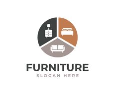 the furniture logo is shown with different colors and shapes, including an image of a couch