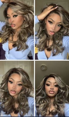 Black Bob With Blonde Streaks Weave, Baddie Blonde Highlights, Baddie Haircolor Ideas, Mixed Race Balayage Hair, Hair Color Ideas Morena Skin, Blond Highlights On Dark Skin, Dark Skin Hair Highlights, Baddie Hair Color Ideas Latina, Best Highlights For Black Hair Dark Skin