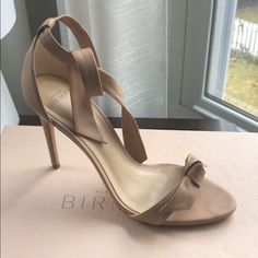 Stunning Alexandre Birman Clarita Nude Smooth Leather Sandals. Size 37, 100mm Heels In Its Box With Duster Bag. Almost New. Pointed Toe Leather Sandals For Events, Leather Sandals With Pointed Toe For Events, Designer Formal Sandals With 4-inch Heel, Elegant Sandals With Padded Heel For Dinner, Leather Ankle Strap Heels For Events, Leather Open Heel Heels For Events, Classic Leather Sandals For Cocktail, Leather Sandals With Sculpted Heel For Wedding, Leather Heels With Padded Heel For Events