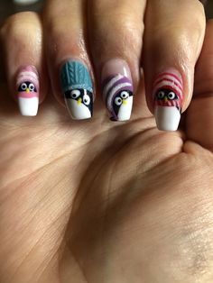 32 Winter Nail Ideas to Rock While Shivering in Your Mittens Nails Penguin, Penguin Nail Art, Penguin Nails, Nails January, January Nail Designs, Snowman Nails, January Nails, Finger Nail Art, Cute Christmas Nails