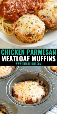 chicken parmesan meatloaf muffins in a muffin tin