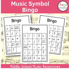 music symbol bingo game for children to play with the piano and violin notes on it