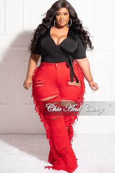 Stretch bodysuit V neck Midi sleeves Self tie No closure 82% polyester 18% spandex Hand wash cold Model is wearing a 2X Red Outfits Plus Size, Bodysuit With Jeans Outfit, Bodysuit Outfit Plus Size, Pink Bodysuit Outfit, Plus Size Night Out, Bodysuit With Jeans, Puff Sleeve Bodysuit, Wrap Bodysuit, Chic And Curvy