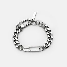 Safety Pin Chunky Cuban Bracelet | RARE-ROMANCE™ Modern Cuban Link Bracelet With Chunky Chain, Modern Chunky Cuban Link Bracelet, Modern Chunky Cuban Link Chain Bracelet, Modern Chain Jewelry For Streetwear, Metal Cuban Link Bracelet With Curb Chain, Cuban Link Bracelet With Curb Chain In Metal, Metal Cuban Link Bracelet, Modern Link Jewelry For Streetwear, Trendy Chain Link Jewelry With Hooks