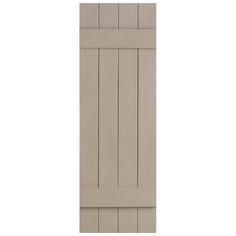 an image of a white door with wooden slats on the bottom and side paneling