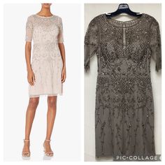 two dresses and one dress with sequins on it