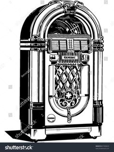 an old fashioned jukebox machine in black and white stock photo, images and royalty