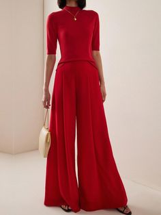 Lasaky - Casual Elegance Wide Leg Pants with a Relaxed Fit Wes Gordon, Skirt And Top Dress, Gown Suit, High Waist Wide Leg Pants, Style Pants, Celebrity Dresses, Casual Elegance, Carolina Herrera, Get Dressed