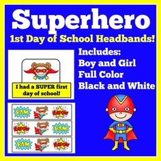 First Day of School Craft Activity Headband Crowns Pre-K Kindergarten 1st 2nd GradeGet your little superheroes excited with these printable headband crowns! Perfect for Pre-K, Kindergarten, and 1st Grade, this set includes boy and girl templates in both full color and black-and-white. Students can color, cut, and assemble their crowns, making the first day extra special. Plus, theyll look adorable in back-to-school photos! CLICK HERE TO FOLLOW GREEN APPLE LESSONS! Printable Headband, First Day Of School Craft, Superhero Headbands, Apple Lessons, School Craft, 1st Day Of School, Craft Activity, White Day, 1st Day