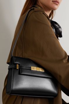 Black Manhattan small leather shoulder bag | SAINT LAURENT | NET-A-PORTER Ysl Manhattan Bag, Ysl Manhattan, Classic Bags