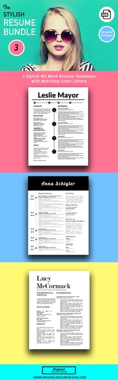 the different types of resumes are shown in this graphic style, including two colors and one